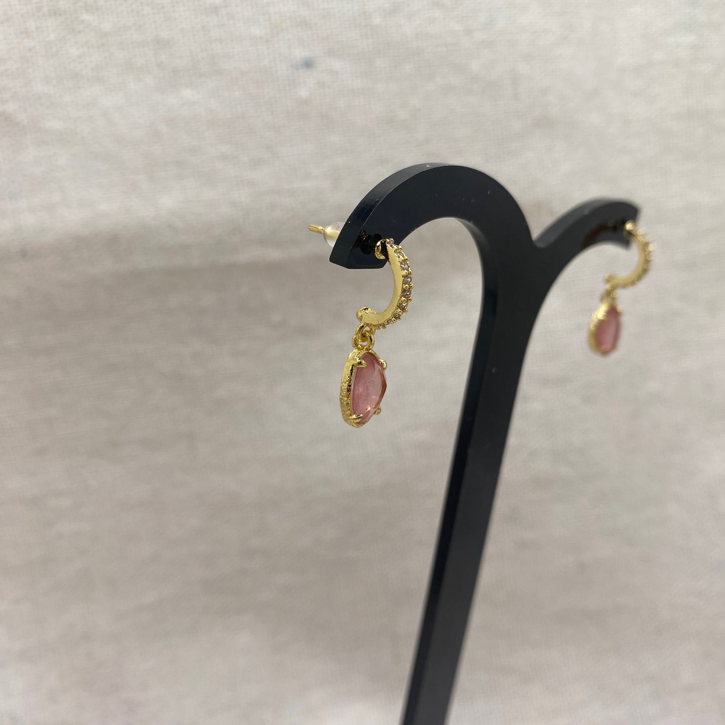 Boucles Strass et Rose