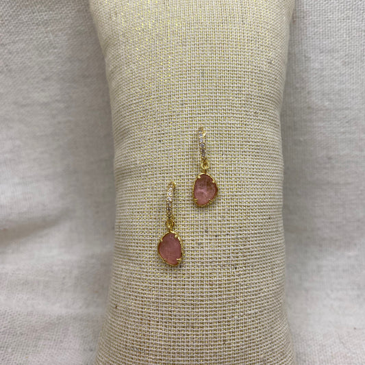 Boucles Strass et Rose